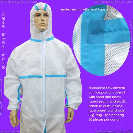 医療用防水/プラスチック CPE/ポリ/PE/スクラブ/手術/PP/SMS 不織布使い捨て保護隔離手術用ガウン 医師/外科医/患者/訪問者/病院用